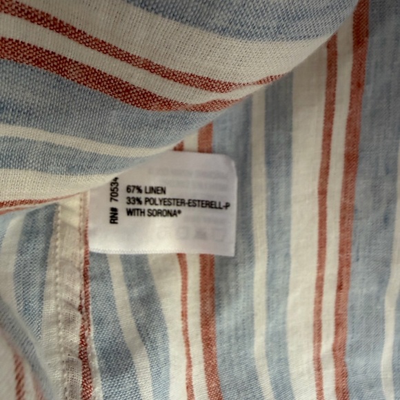 Orvis Striped Sleeveless Button Down Linen Blend Shirt Size M - Picture 5 of 5